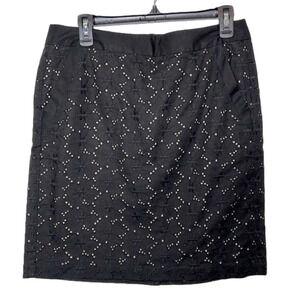 ANN Taylor Loft Black With Beige Lining Eyelet Skirt - Size 8, New With Tag